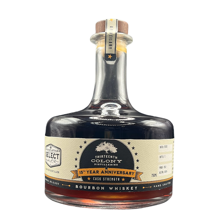 Thirteenth Colony Distillery 15th Anniversary Cask Strength Bourbon Wooden Cork