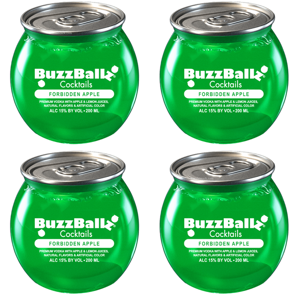 BuzzBallz Forbidden Apple Pre-Mixed Cocktails 4-Pack – Wooden Cork