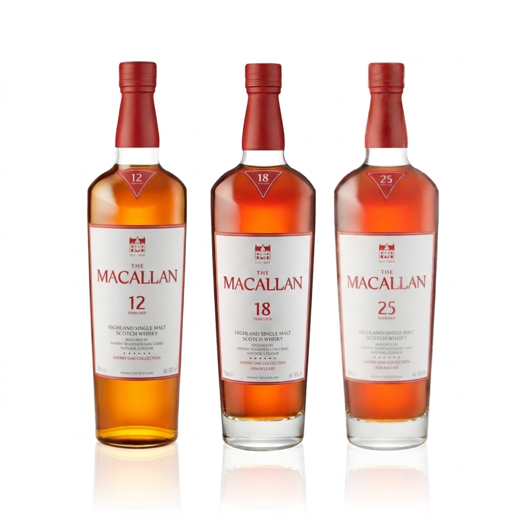 Macallan Sherry Oak Vertical | 12, 18 & 25 Year Bundle – Wooden Cork