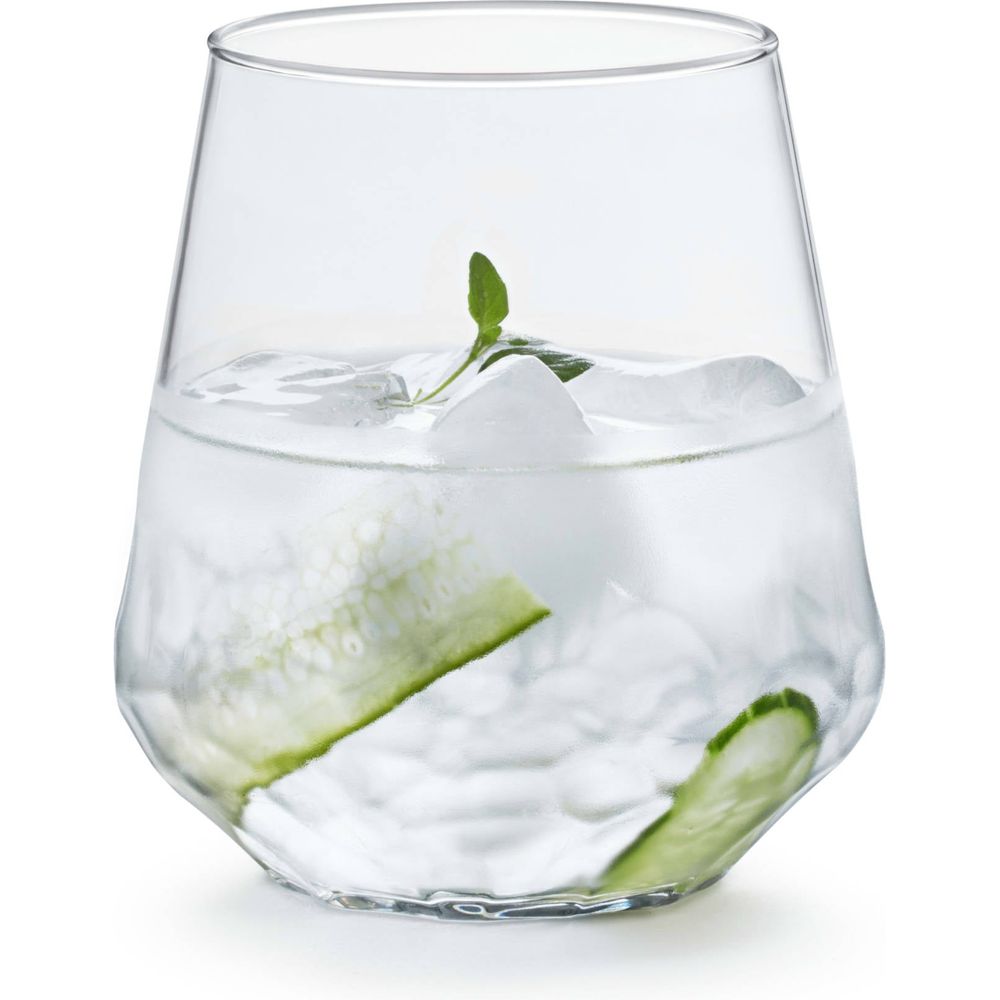 Libbey Hammered Base All-Purpose Stemless Wine Glass, 17.75-ounce, Set of 8