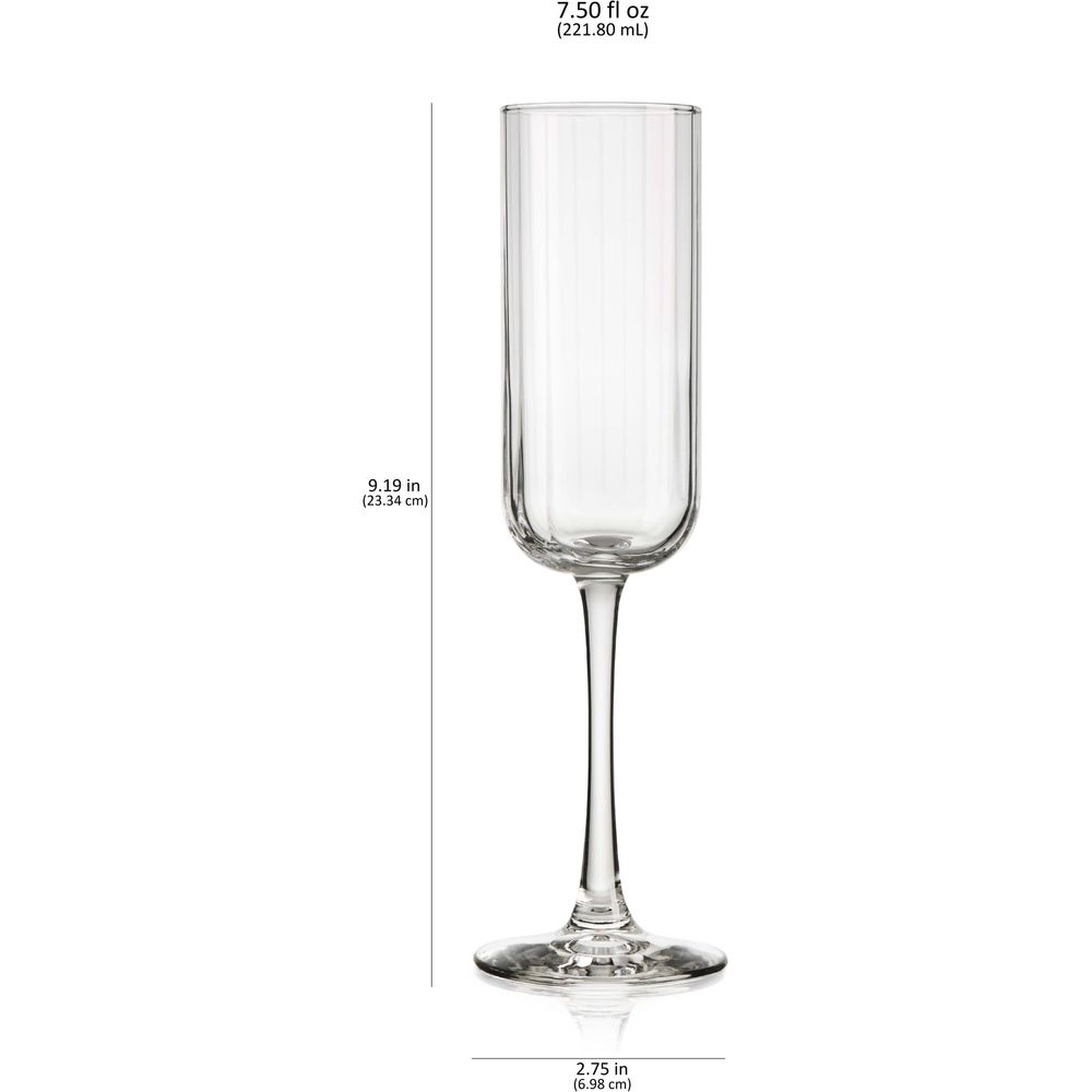 Libbey Paneled Champagne Flute Glasses, 7.5-ounce, Set of 4