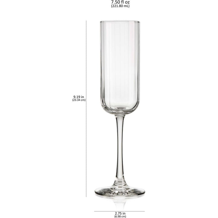 Libbey Paneled Champagne Flute Glasses, 7.5-ounce, Set of 4