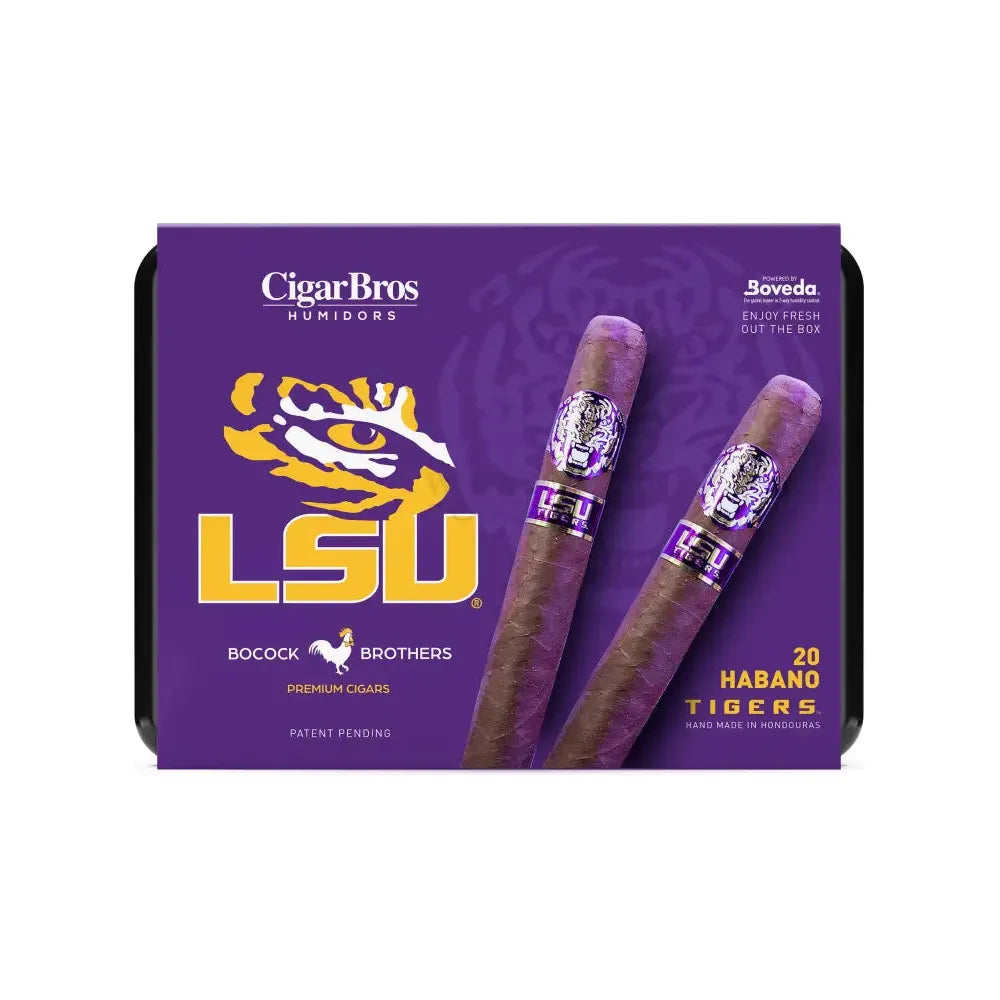 Bocock Brothers LSU TIGERS Habano Wrapper Toro Cigar by CigarBros 20x Toro 52x6