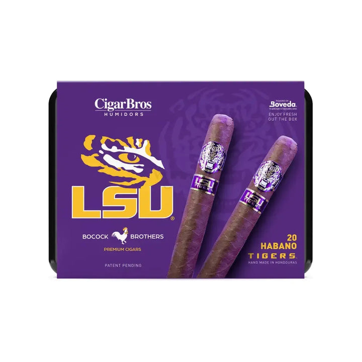 Bocock Brothers LSU TIGERS Habano Wrapper Toro Cigar by CigarBros 20x Toro 52x6
