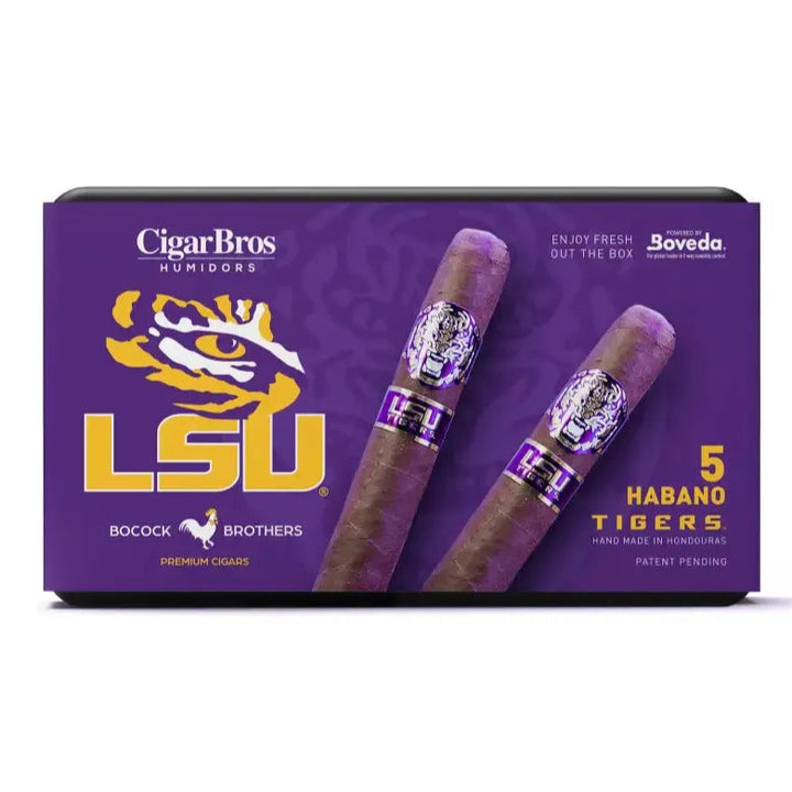 Bocock Brothers LSU TIGERS Habano Wrapper Toro Cigar by CigarBros 5x Toro 52x6