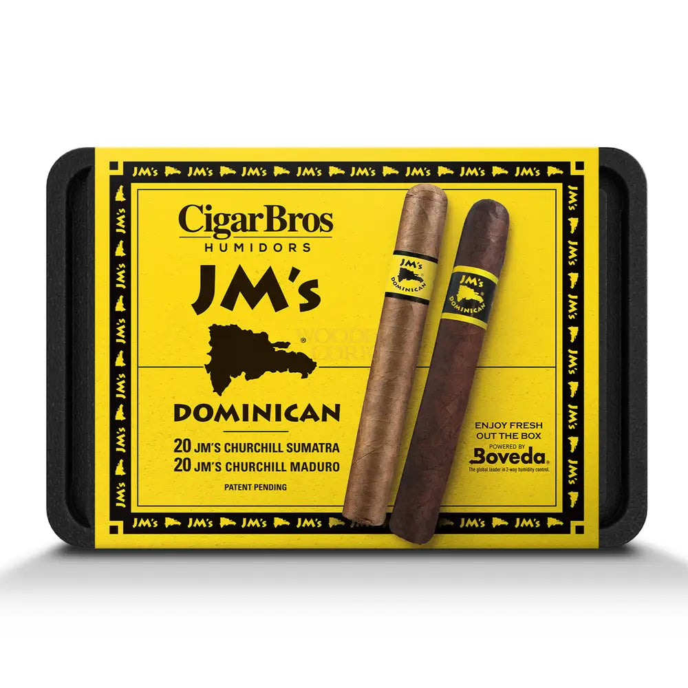 JM's Premium Cigars Set + Personal Humidor by CigarBros – Wooden Cork