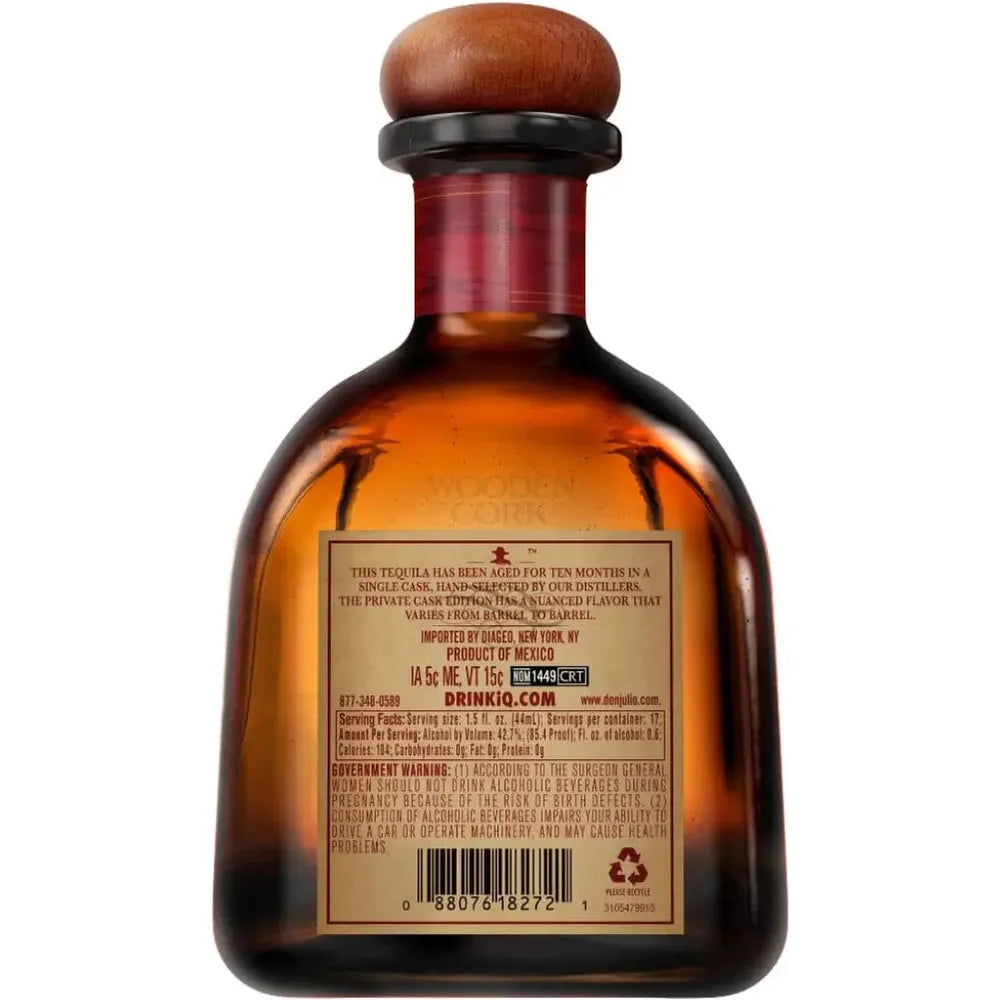 Don Julio Private Cask Reposado Tequila 85.4 Proof Selected by Wooden Cork Tequila