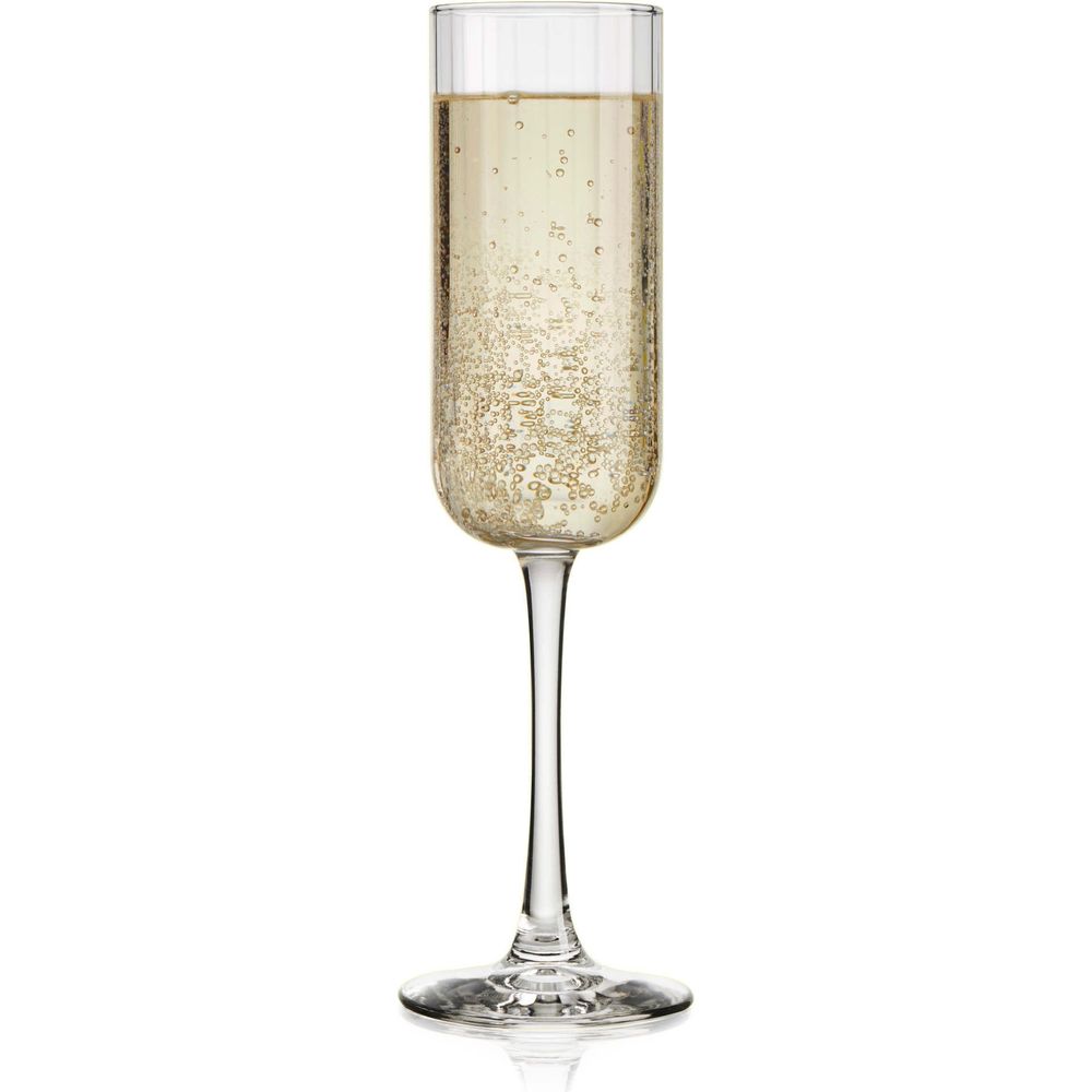 Libbey Paneled Champagne Flute Glasses, 7.5-ounce, Set of 4