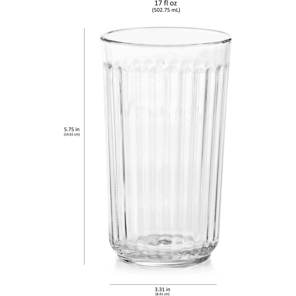 Libbey Paneled Highball Glasses, 17-ounce, Set of 6