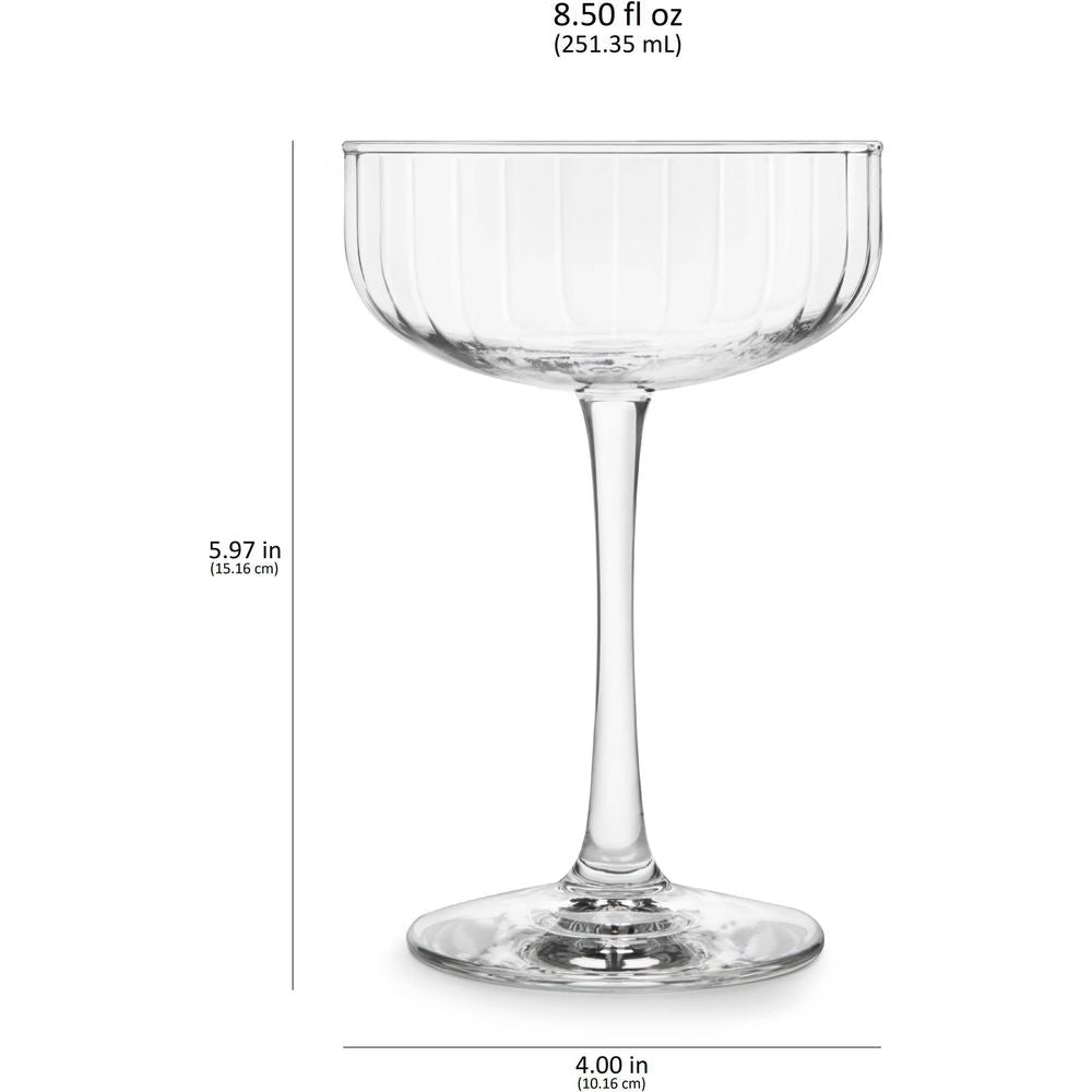 Libbey Paneled Coupe Cocktail Glasses, 8.5-ounce, Set of 4