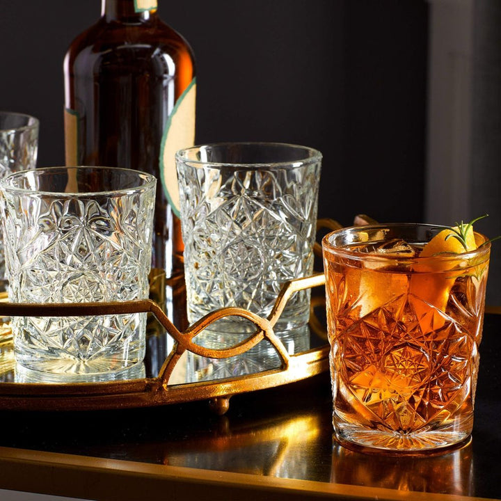 Libbey Hobstar Double Old Fashioned Glasses, 12-ounce,  Set of 4 (choose your color)