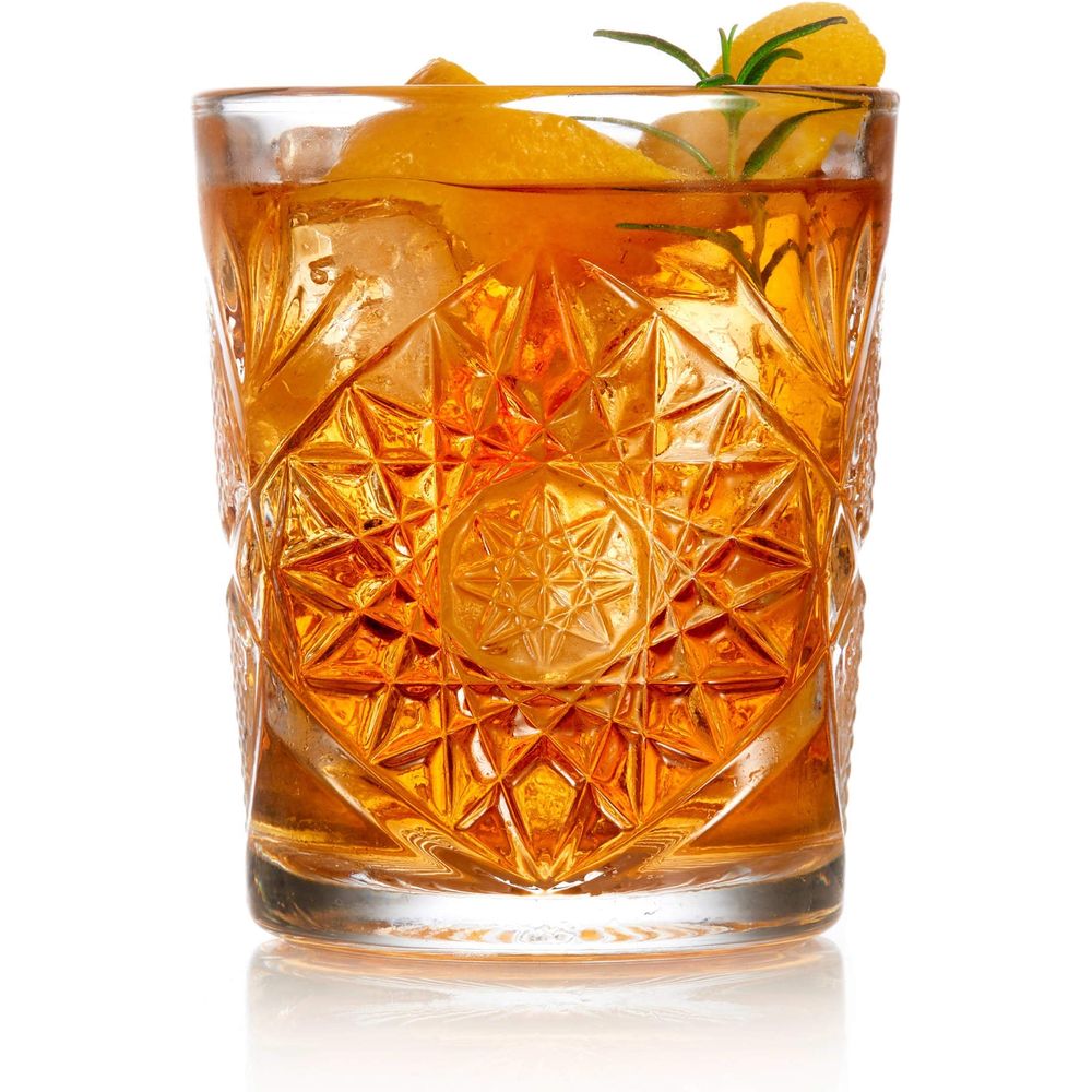Libbey Hobstar Double Old Fashioned Glasses, 12-ounce,  Set of 4 (choose your color)