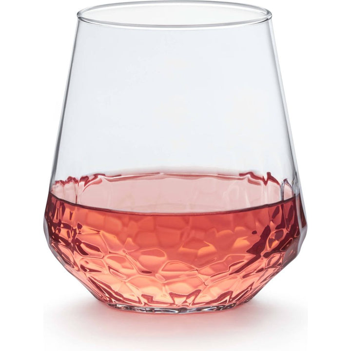 Libbey Hammered Base All-Purpose Stemless Wine Glass, 17.75-ounce, Set of 8