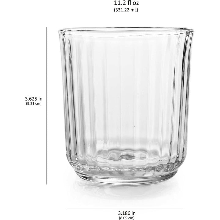 Libbey Paneled Double Old Fashioned Rocks Glasses, 11.2-ounce, Set of 6