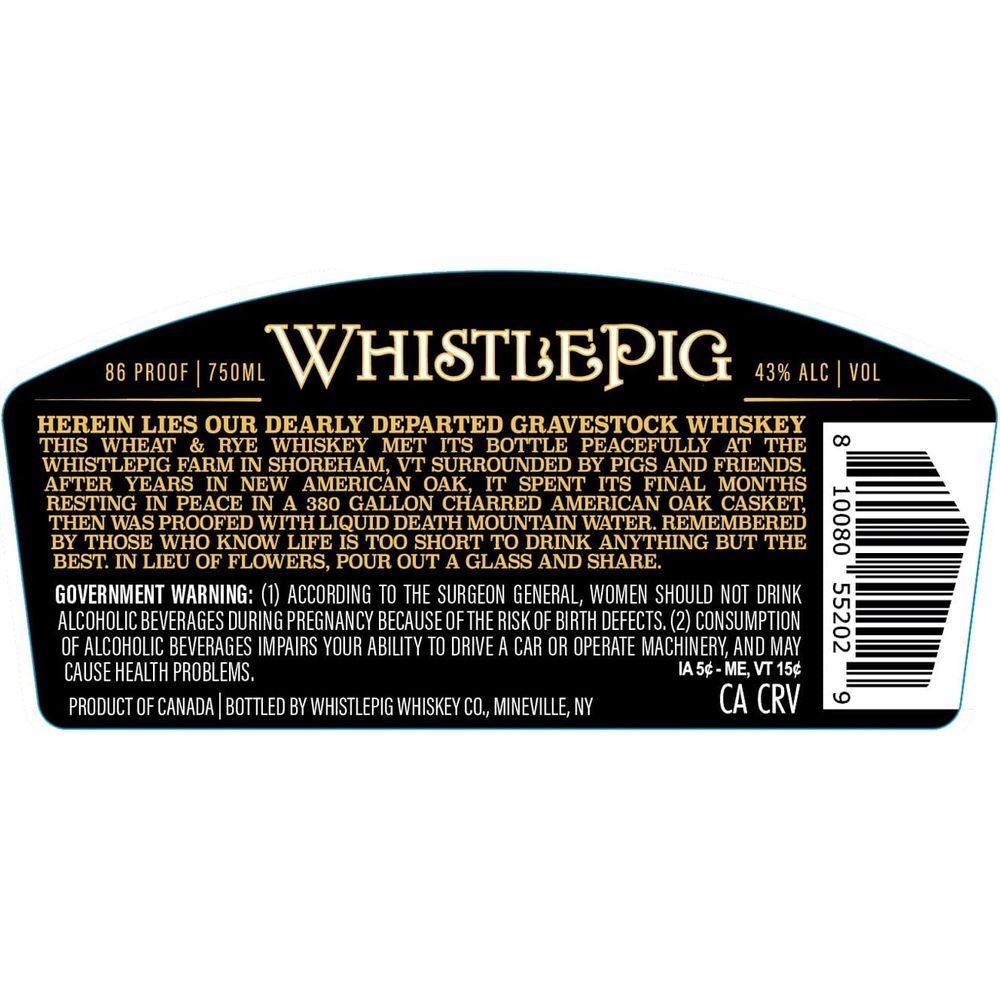 WhistlePig x Liquid Death Gravestock Wheat Whiskey Limited Edition