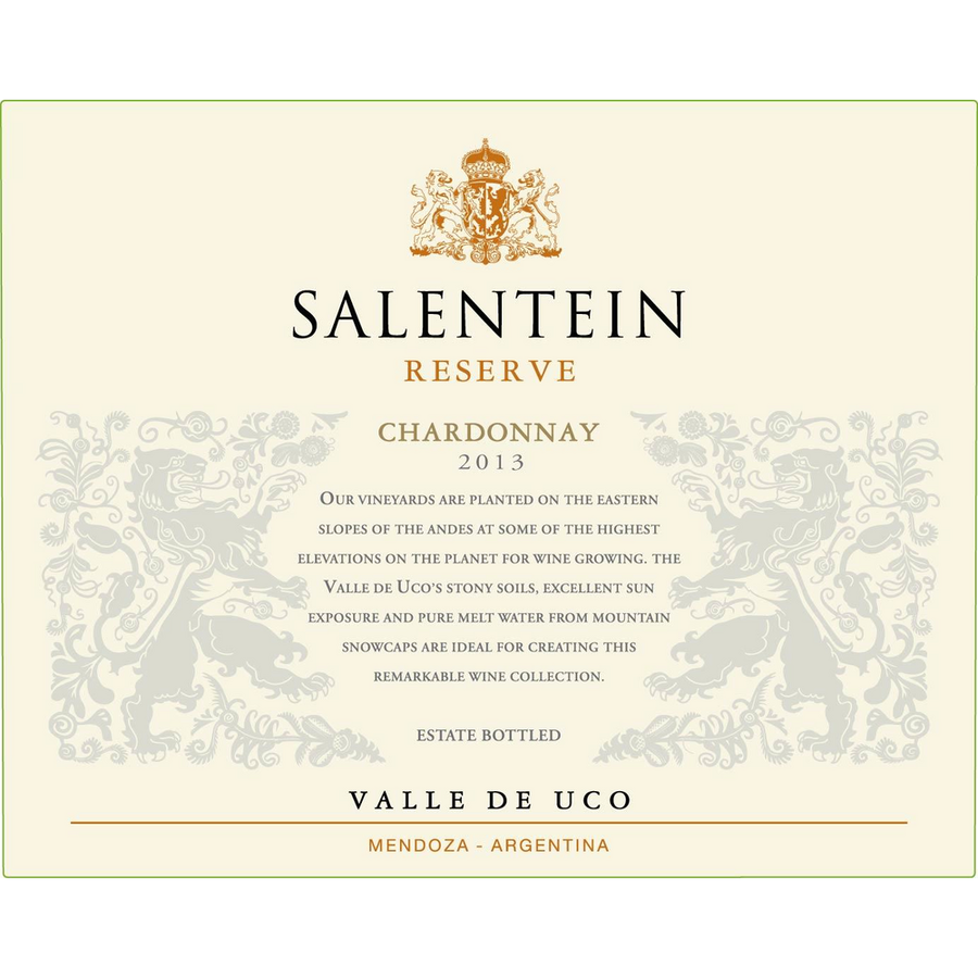 Salentein Valle De Uco Reserve Chardonnay 750ml - Available at Wooden Cork