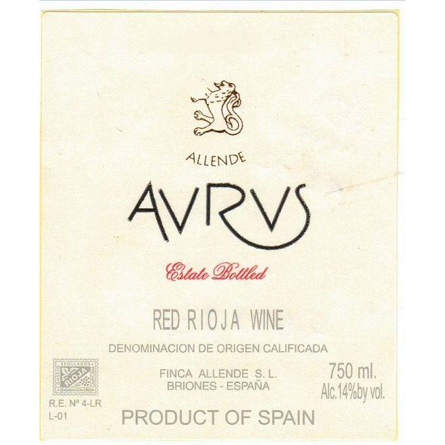 Finca Allende Aurus Rioja Tempranillo 750ml - Available at Wooden Cork