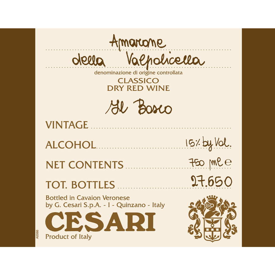 Cesari Il Bosco Amarone Della Valpolicella Classico DOC 750ml Wood - Available at Wooden Cork