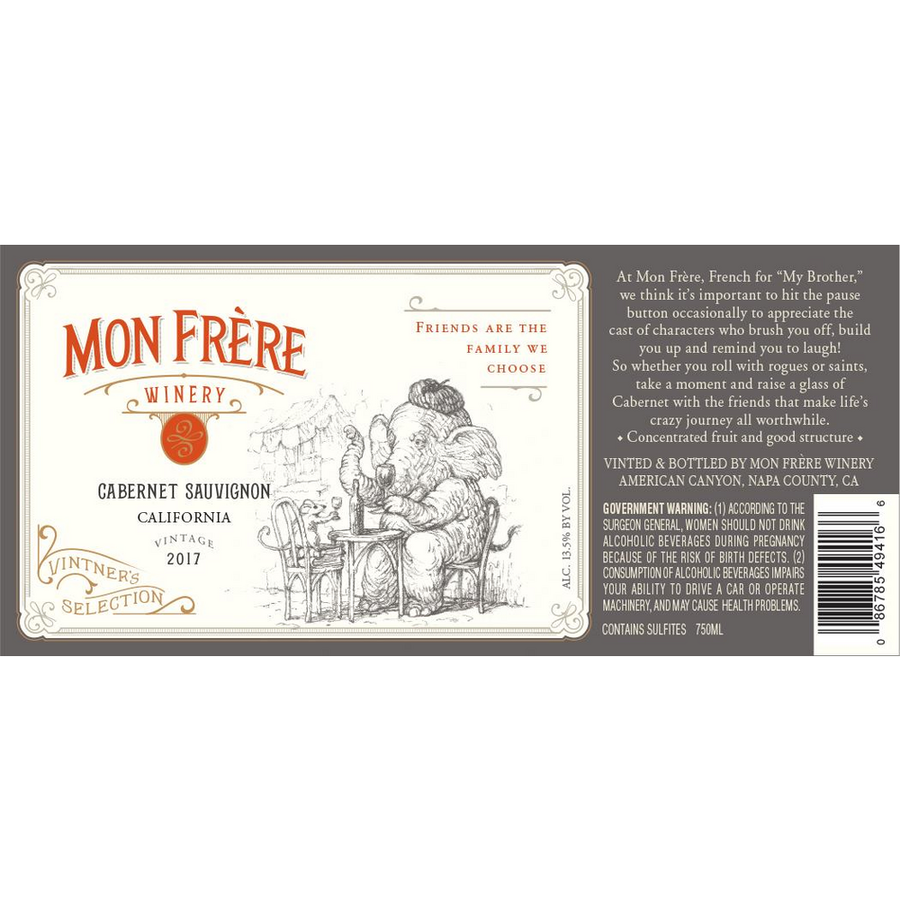 Mon Frere California Cabernet Sauvignon 750ml - Available at Wooden Cork