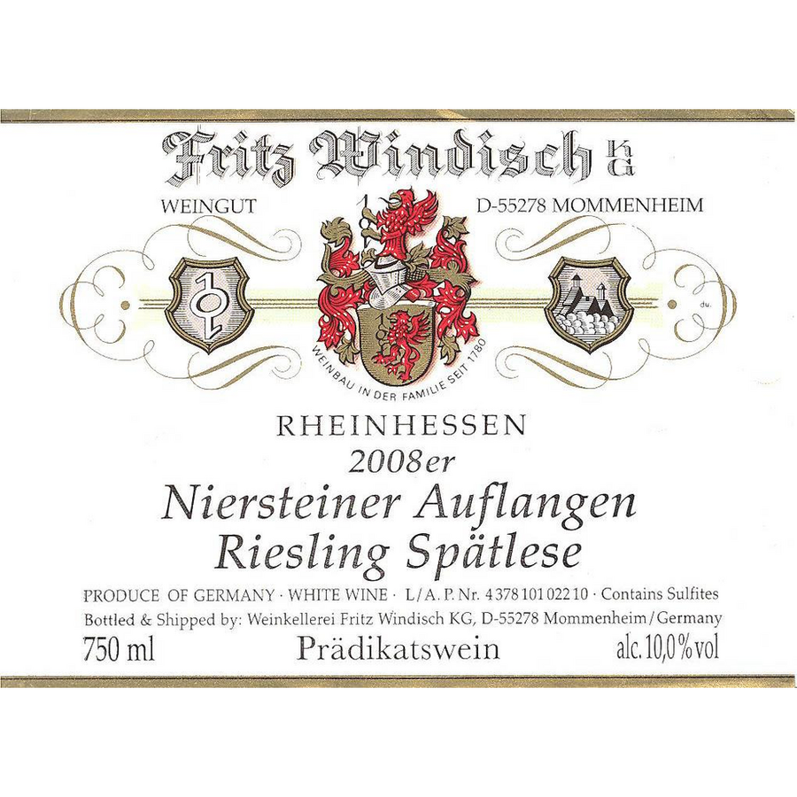 Windisch Spatlese Niersteiner Auflangen Riesling 750ml - Available at Wooden Cork