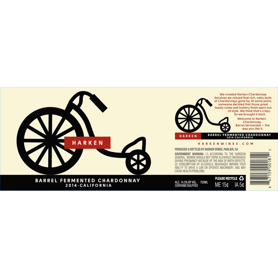 Harken California Chardonnay 750ml - Available at Wooden Cork