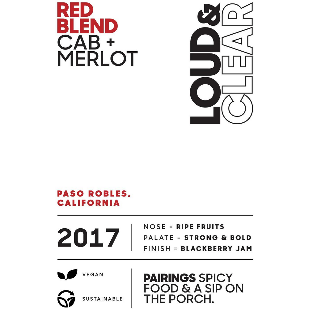Loud & Clear Paso Robles Red Blend 750ml - Available at Wooden Cork