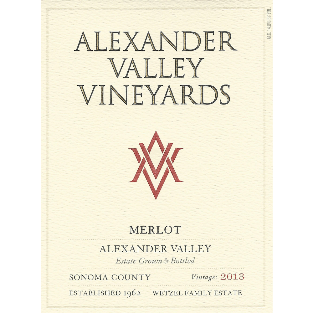 Alexander Valley Vineyards Estate Merlot 750ml - Available at Wooden Cork