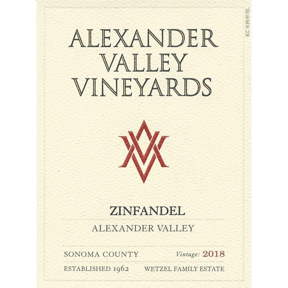Alexander Valley Vineyards Zinfandel 750ml - Available at Wooden Cork