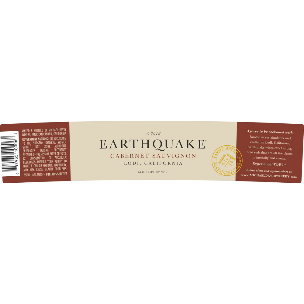 Michael David Earthquake Lodi Cabernet Sauvignon 750ml - Available at Wooden Cork
