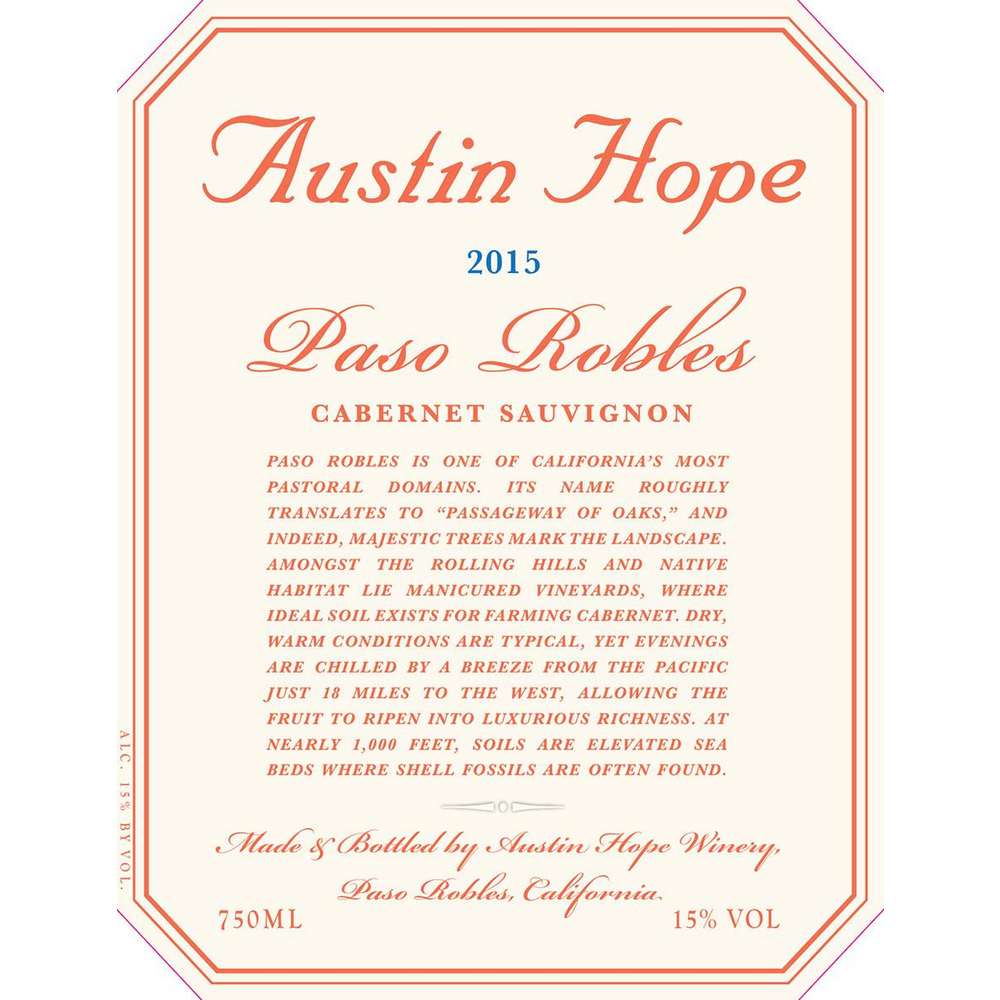 Austin Hope Paso Robles Cabernet Sauvignon 750ml Chains - Available at Wooden Cork