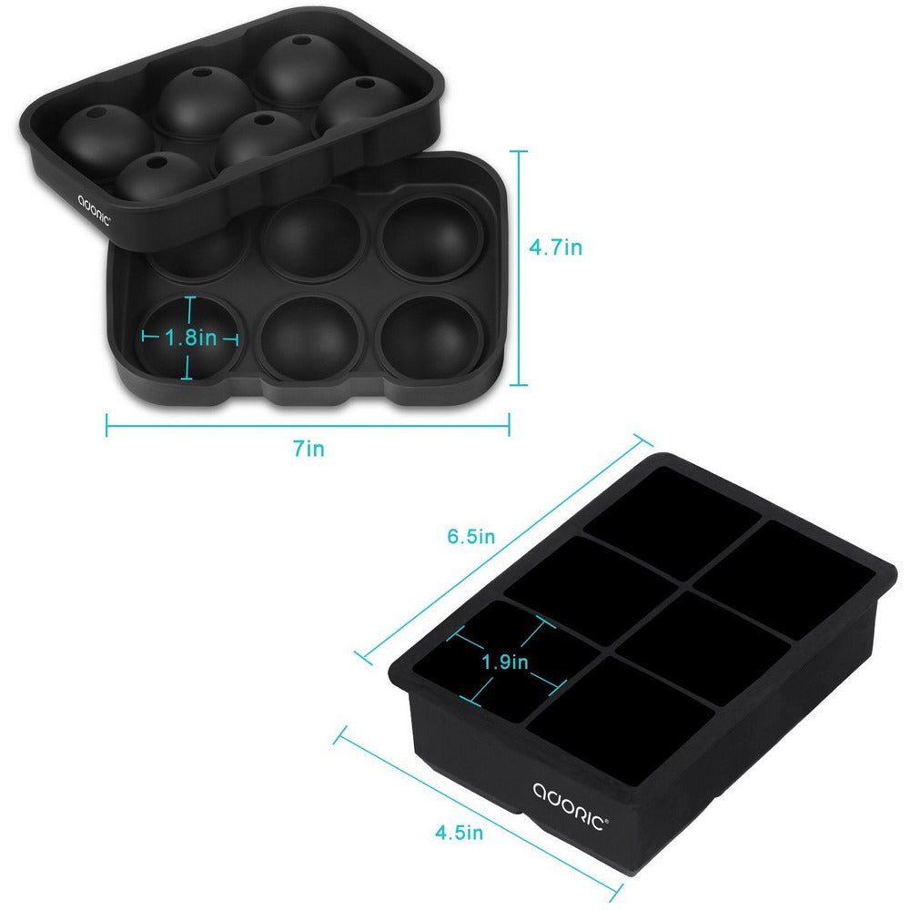 Sphere Ice Ball Maker with Lid and Large Square Ice Cube Molds - Available at Wooden Cork
