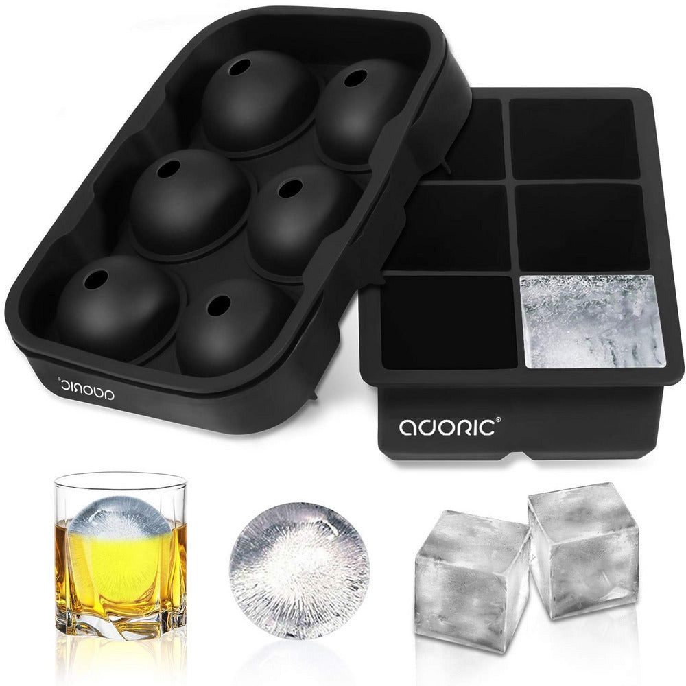 Silicone Ice Ball Maker Pieces, Small & Large Square Ice Cube Molds, Ice  Tangs