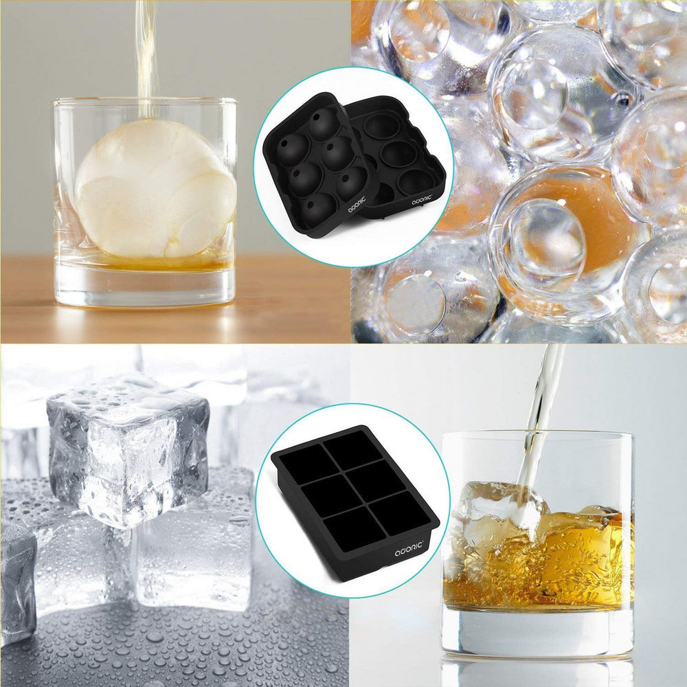 Sphere Ice Ball Maker with Lid and Large Square Ice Cube Molds - Available at Wooden Cork