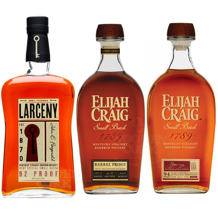 Larceny Small Batch, Elijah Craig Barrel Proof & Elijah Craig Small Batch Bundle - Available at Wooden Cork