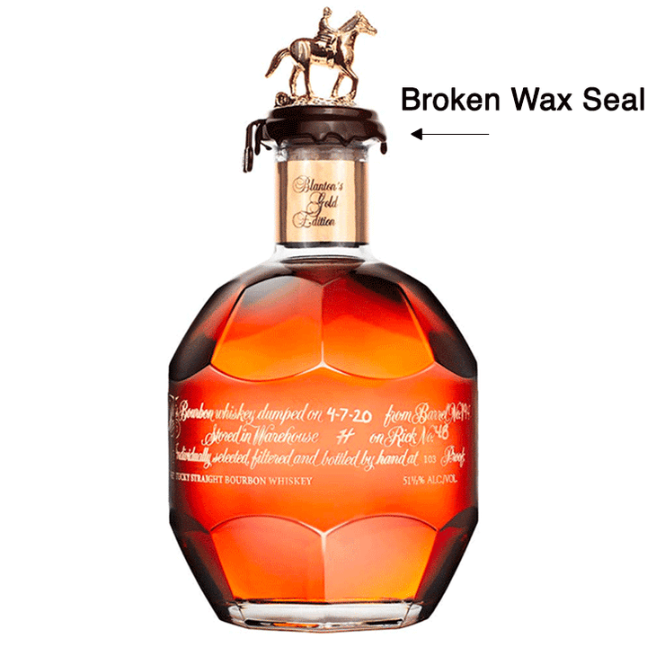 Blanton's Gold Label - Foreign Edition Bourbon Blooper Bottle - Broken Wax Seal (SEE DESCRIPTION)