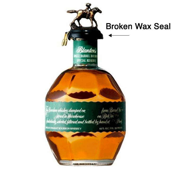 Blanton's Green Label Special Reserve Bourbon Blooper Bottle - Broken Wax Seal (SEE DESCRIPTION)