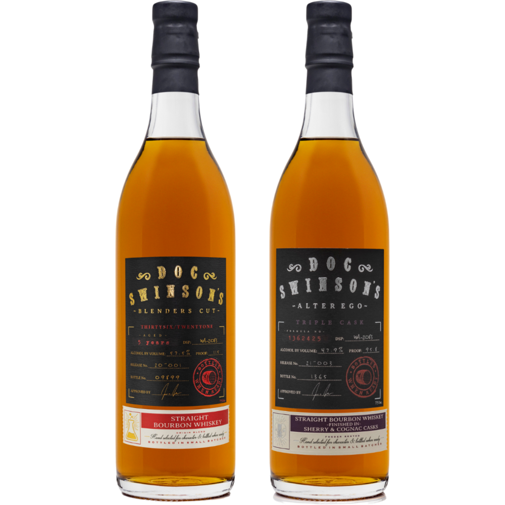 Doc Swinson's Alter Ego Bourbon + Blender Cut Bourbon - Available at Wooden Cork
