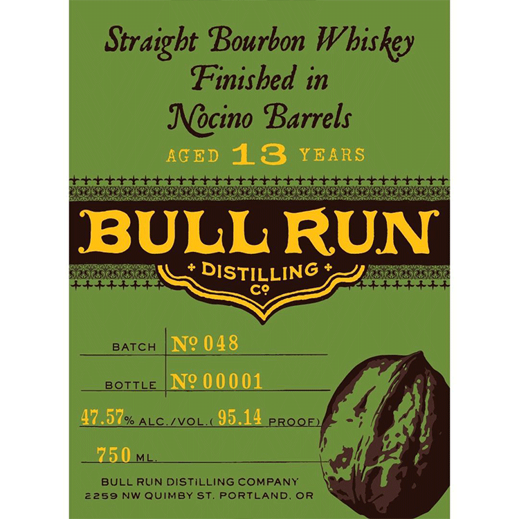 Bull Run 13 Year Straight Bourbon finished in Nocino Barrels Wooden Cork