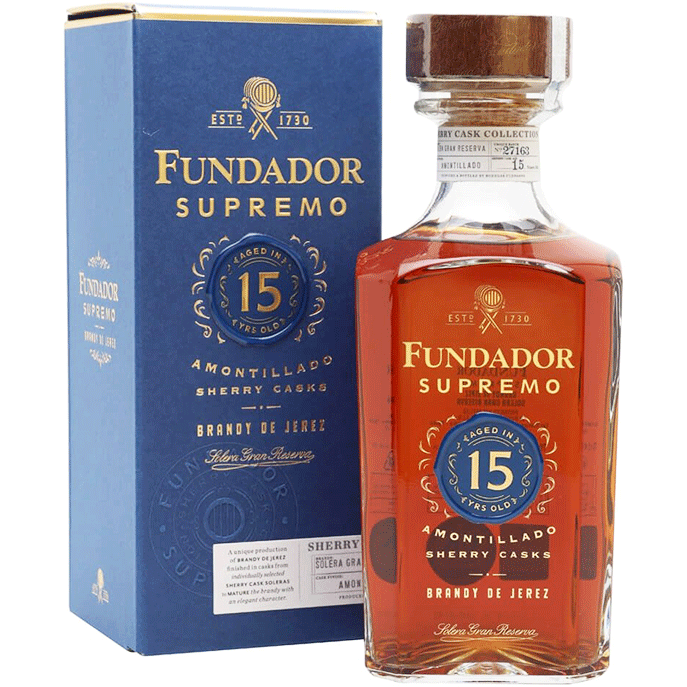 Fundador Brandy De Jerez Supremo Amontillado Sherry Casks Solera Gran Reser 15 Yr 80 - Available at Wooden Cork