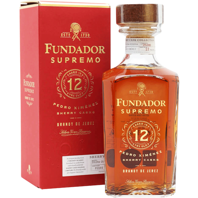 Fundador Brandy De Jerez Supremo Pedro Ximenez Sherry Casks Solera Gran Res 12 Yr 80 - Available at Wooden Cork