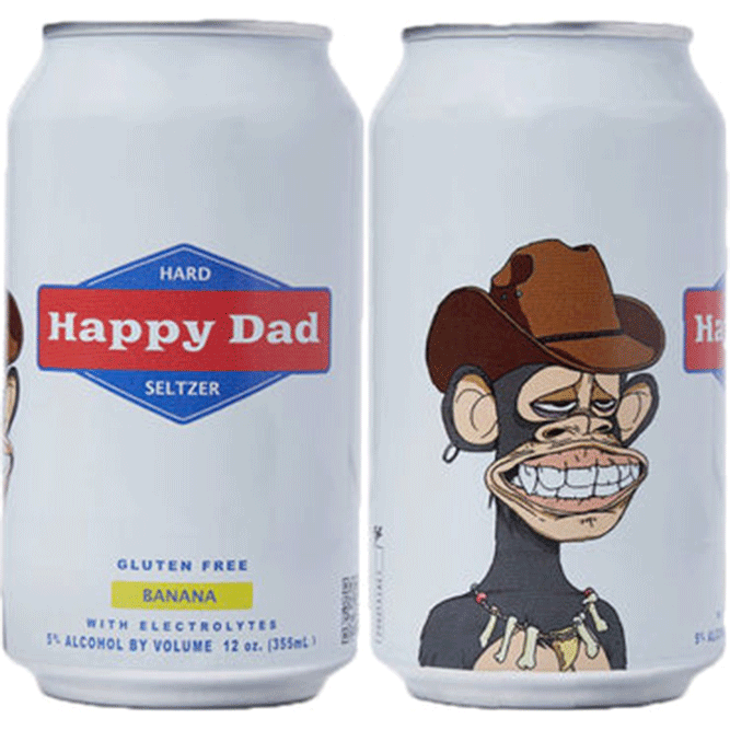 Happy Dad Hard Seltzer Bored Ape Yacht Club #8928 Banana - Available at Wooden Cork
