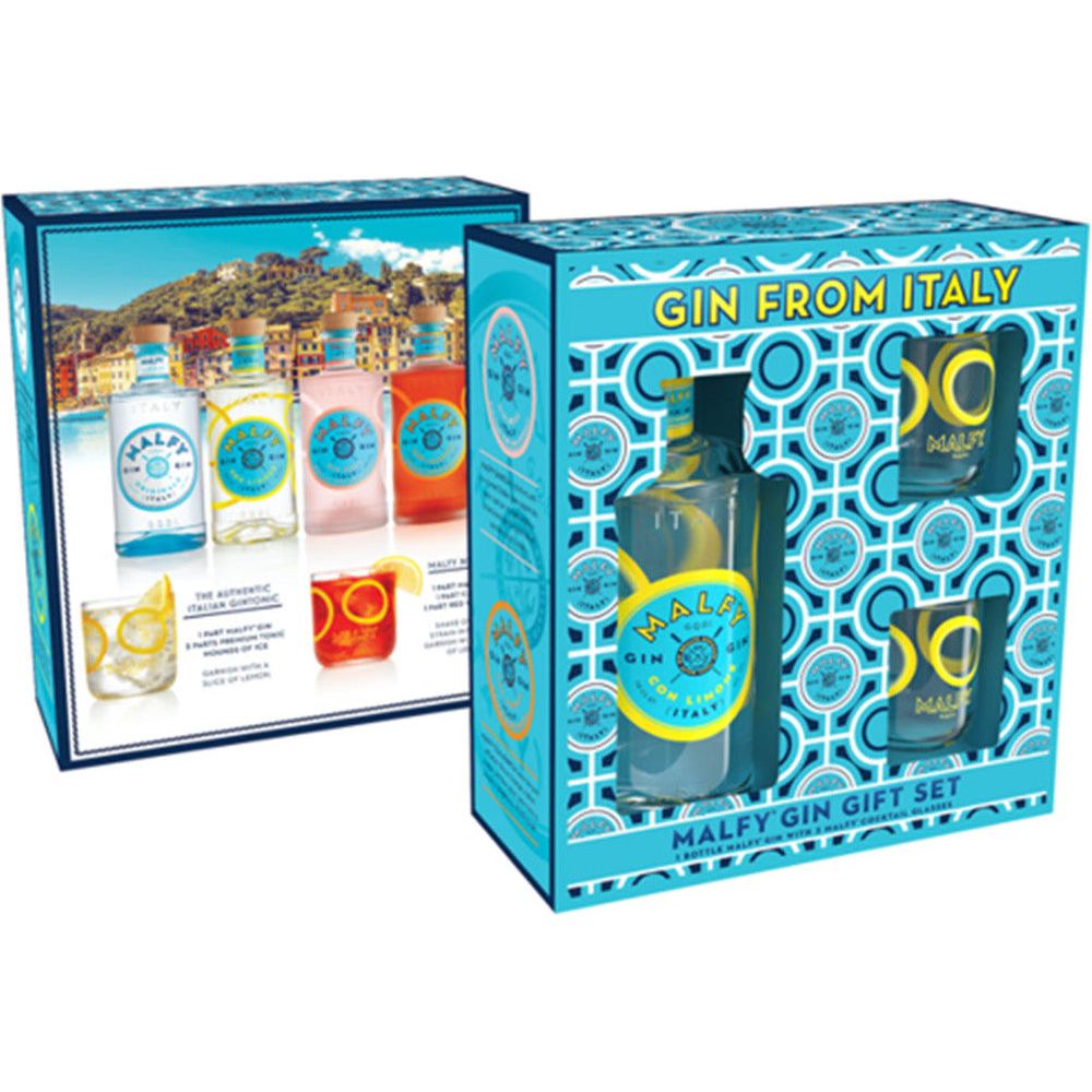 Buy Malfy Gin Con Limone Gift Set with Glasses | Malfy - Wooden