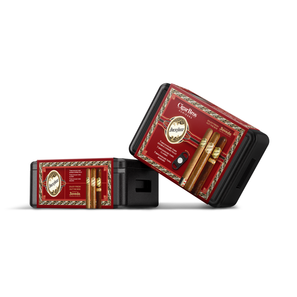 CigarBros X Brick House 21 Premium Cigars Set & Cutter + Personal Humidor by CigarBros