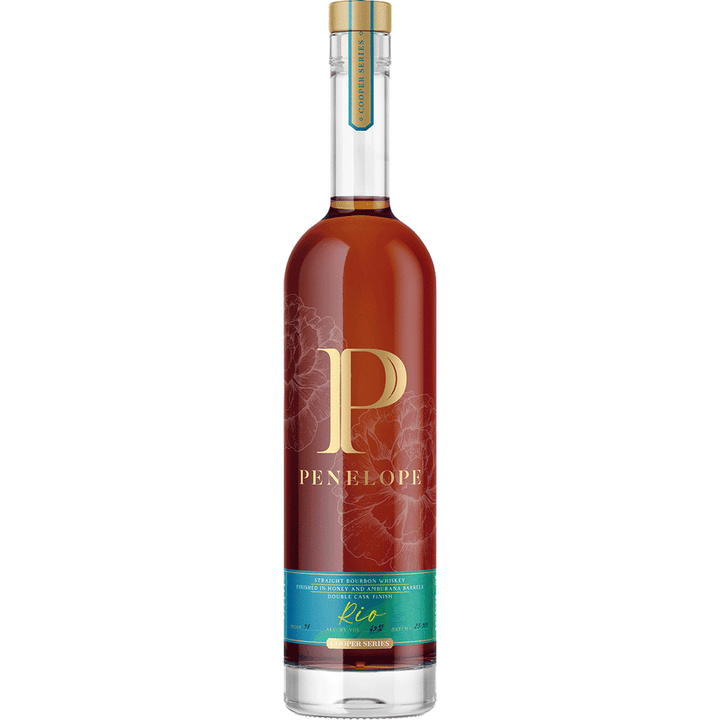 Bottle of Penelope Bourbon Rio Four Grain with a gold label