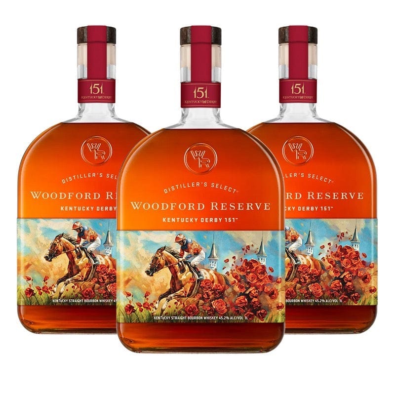 3 Pack Woodford Reserve Kentucky Straight Bourbon Whiskey Kentucky Derby 151 Edition