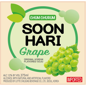 Soonhari Chum Churum Grape Soju Korean 375ml
