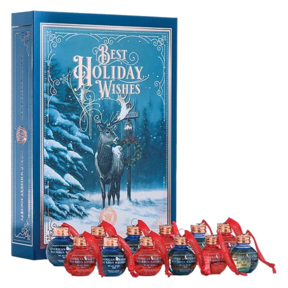 World Whiskey Society Best Holiday Wishes Bourbon Ball Ornament Gift Set