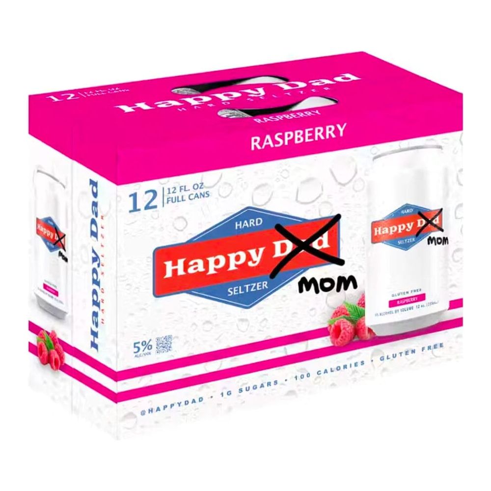 Happy Dad Mom Raspberry Hard Seltzer 12PK