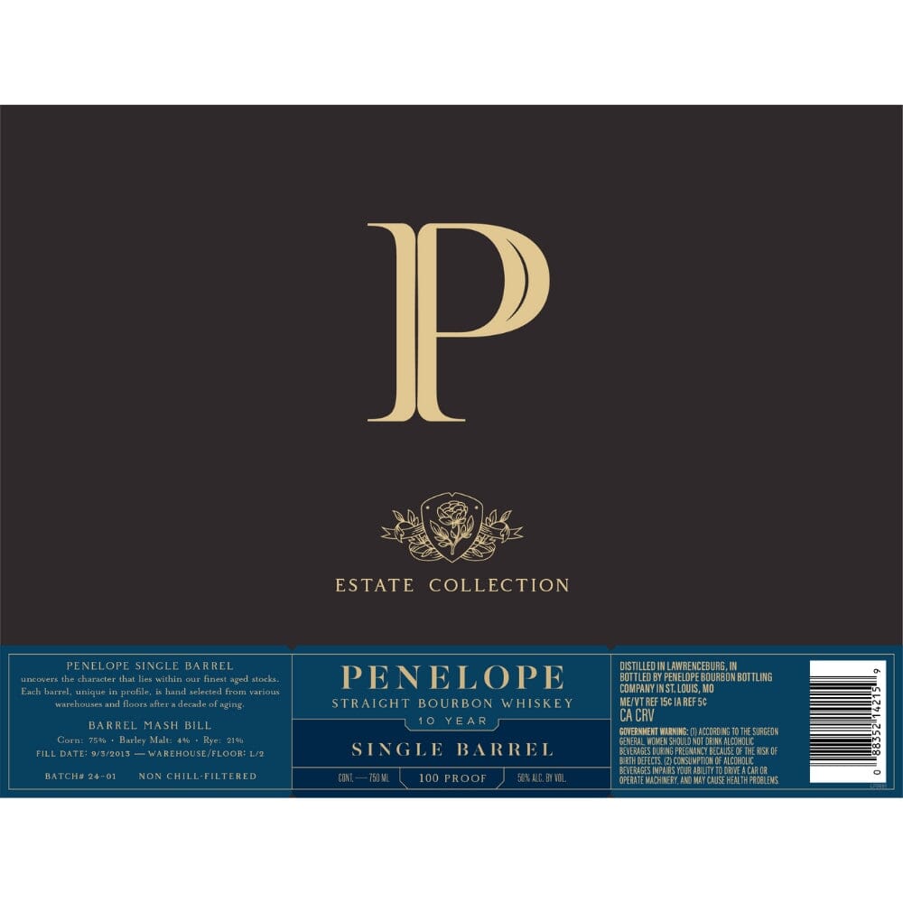 Penelope Estate Collection 10 Year Old Single Barrel Bourbon (98 Proof)