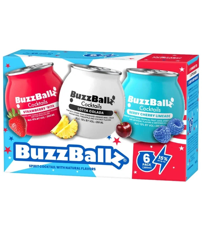BuzzBallz Americana Variety Pack Ready-to-Drink Cocktails (6 x 200mL)